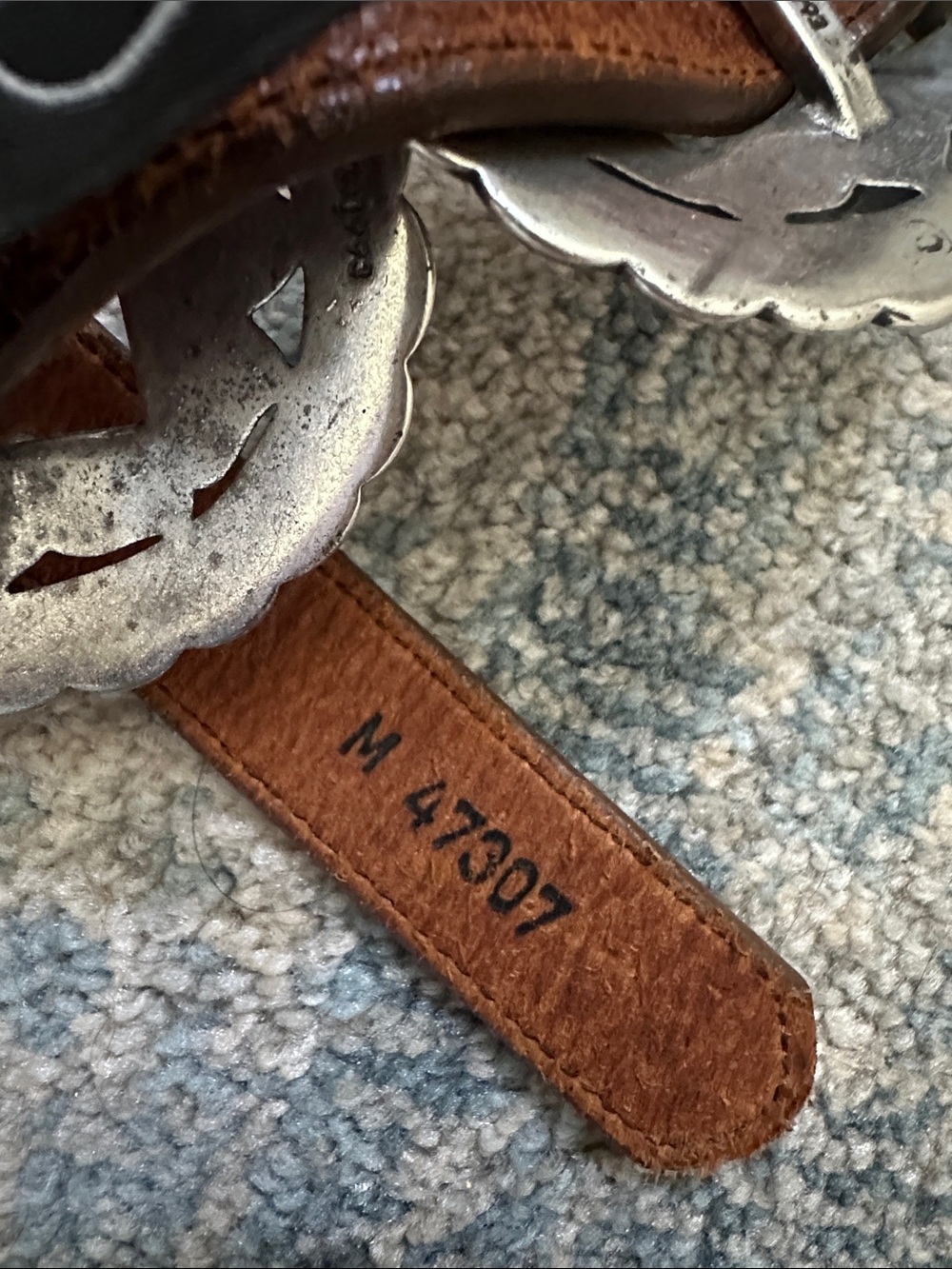 Brighton silver brown leather Concho belt western medium EUC - Picture 6 of 6